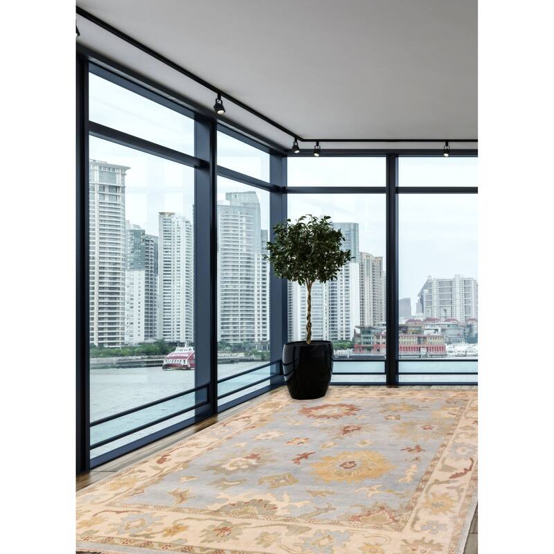 ECARPETGALLERY Hand-knotted Modern Oushak Light Blue Wool Rug - 7'11 x 9'11