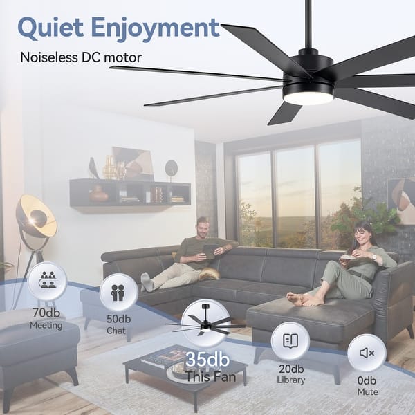 dimension image slide 1 of 15, 42/48/52/56/62-IN LED Ceiling Fan with Light Kit and Remote(5/7-Blade)