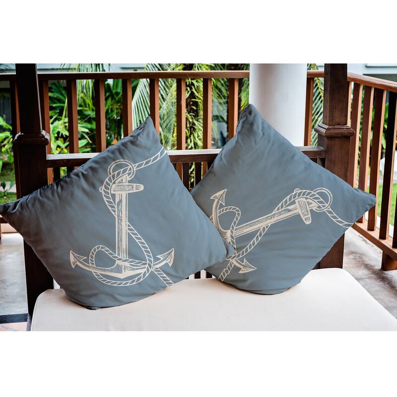 Anchored Nautical Indoor/Outdoor Throw Pillow