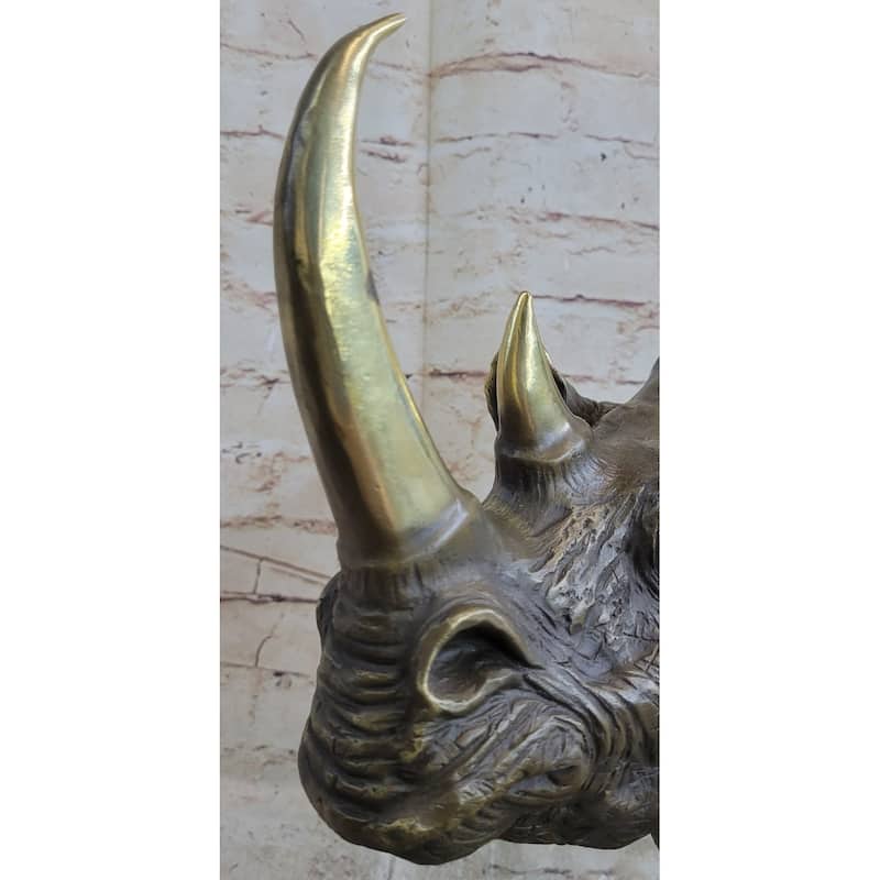 Rhinoceros Rhino Bronze Metal Handmade Statue Sculpture Modern Art 14 Inches X 10 Inches