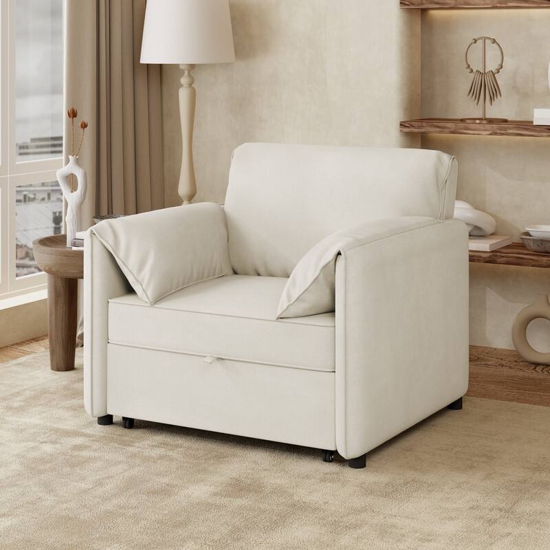 38.5" Convertible Folding Sofa Bed, 3-in-1 Convertible Sleeper Chair, Adjustable Backrest