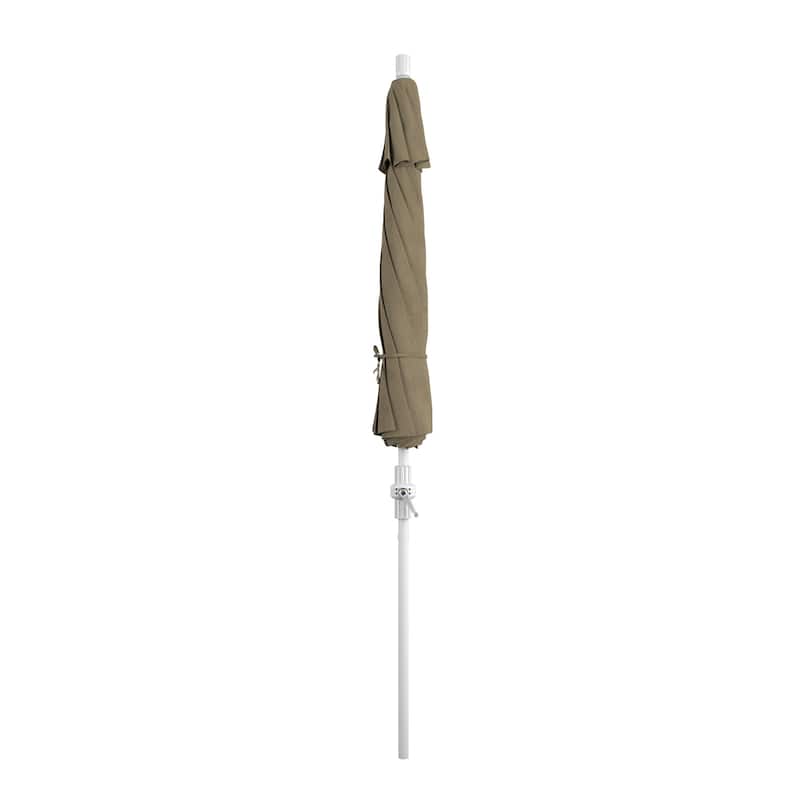 California Umbrella 9' Rd.Crank Lift, Collar Tilt, Aluminum Pole, /Fiberglass Rib Patio Umbrella, White Finish, Olefin Fabric
