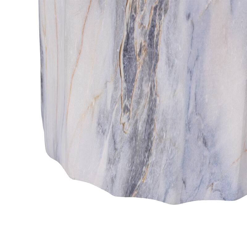 Christopher Knight Home - Modern Outdoor Lightweight Concrete Accent Side Table with Fluted Sculptural Hourglass Design