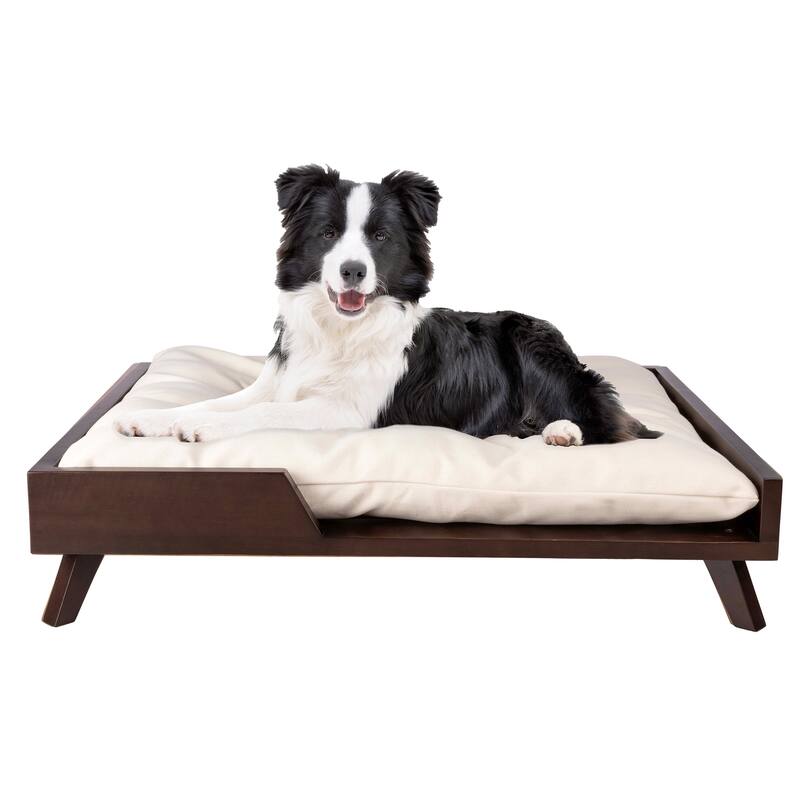 PETMAKER Elevated Dog Bed - 36” x 29.5” Indoor Dog Bed with Soft Cushion - Dark Brown