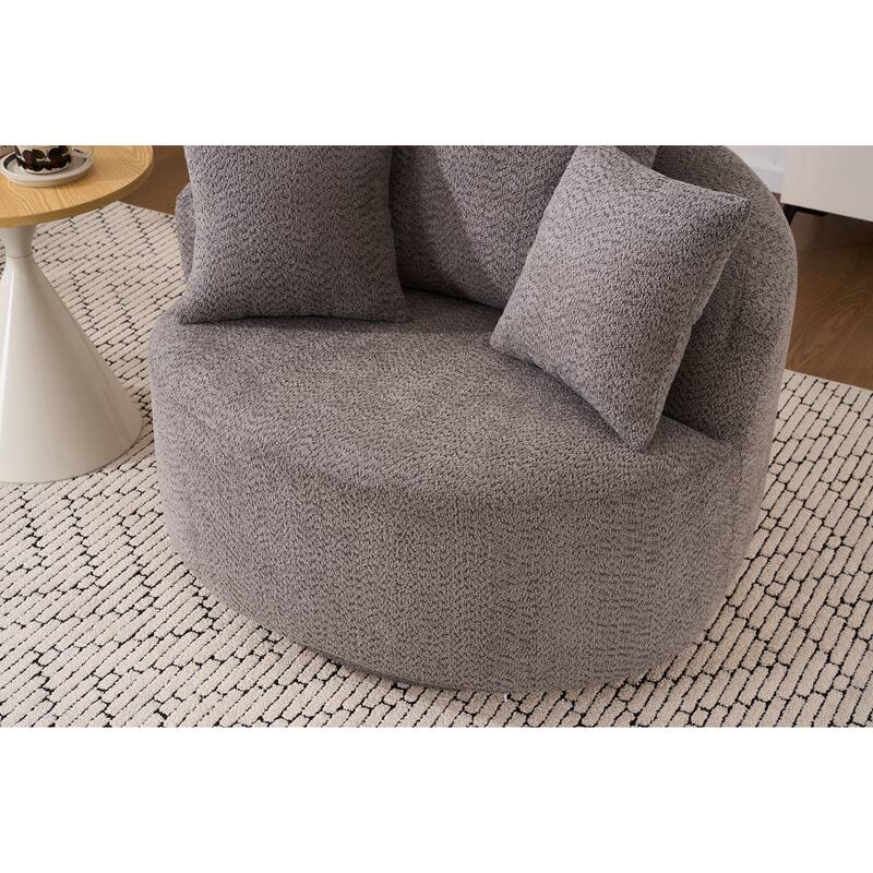 Swivel Compression Chair, Gray, Fabric/Foam/Wood, 39x28x27 inches
