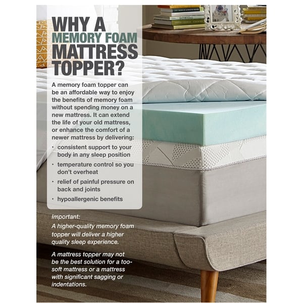 Shop Black Friday Deals On Comforpedic Loft From Beautyrest Dorm 4 Inch Textured Gel Memory Foam Mattress Topper On Sale Overstock 10131891