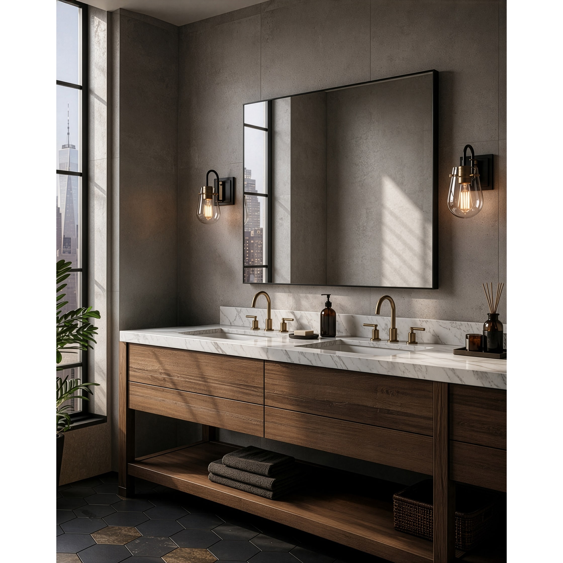 Varaluz Bromyard Foundry Wall Sconce - Vintage Brass and Matte Black