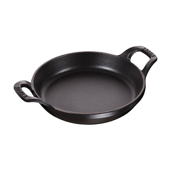 slide 1 of 3, Staub Cast Iron 6-inch Round Gratin Baking Dish Matte Black