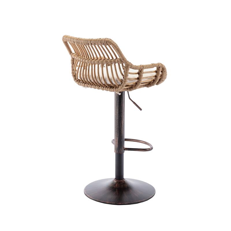 Set of 2 Swivel Bar Stools Adjustable Counter Height with Footrest