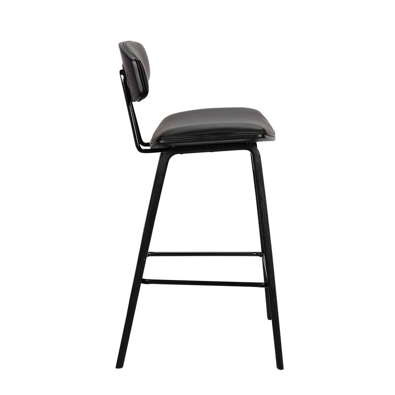 Fox 26" Counter Stool, Black Wood with Black Faux Leather