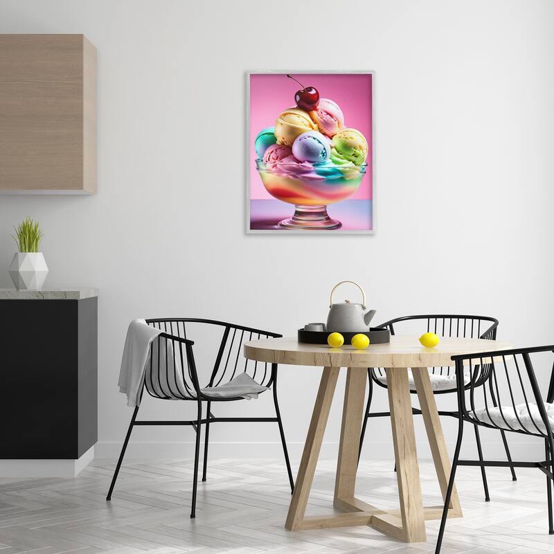 Stupell Rainbow Hued Sundae Dessert Framed Giclee Art Design By Tabz Jones