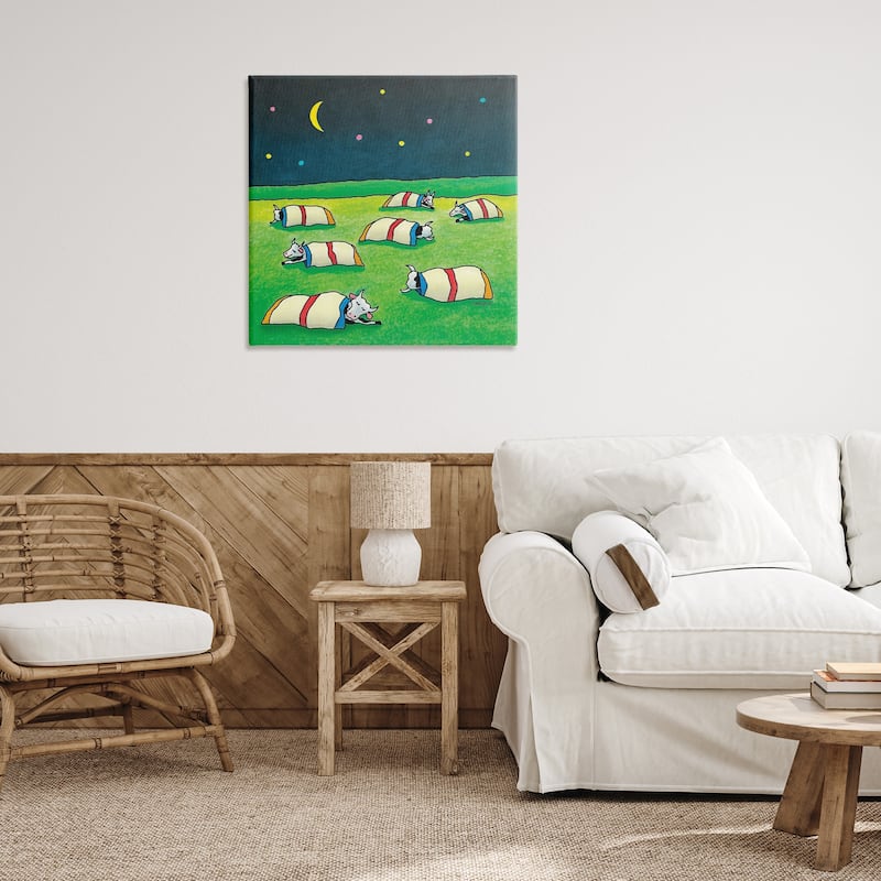 Stupell Pasture Cows Bedtime Canvas Wall Art Design By Roger Straub