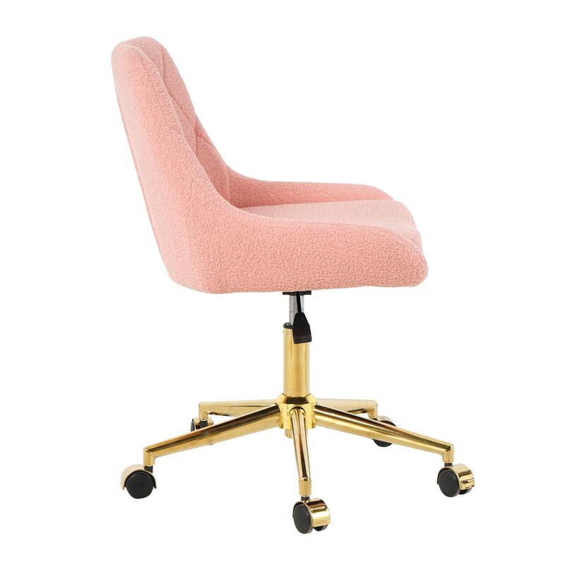 Pink+Gold Teddy 22.3" Tufted Accent Chair with Chrome Legs