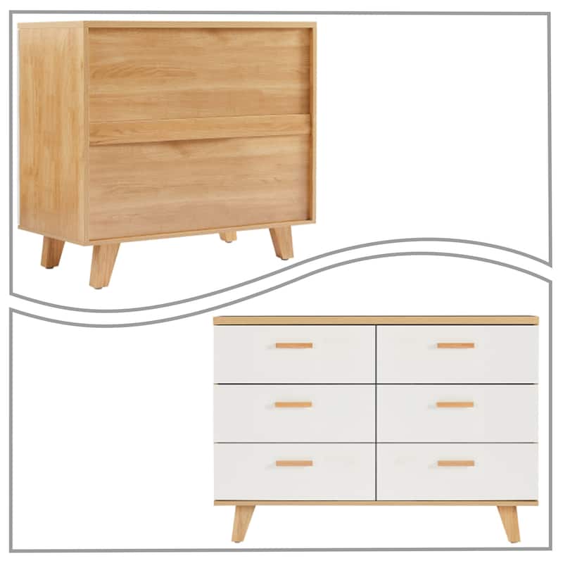 Modern Farmhouse Style Wooden Dresser with Wooden Handles
