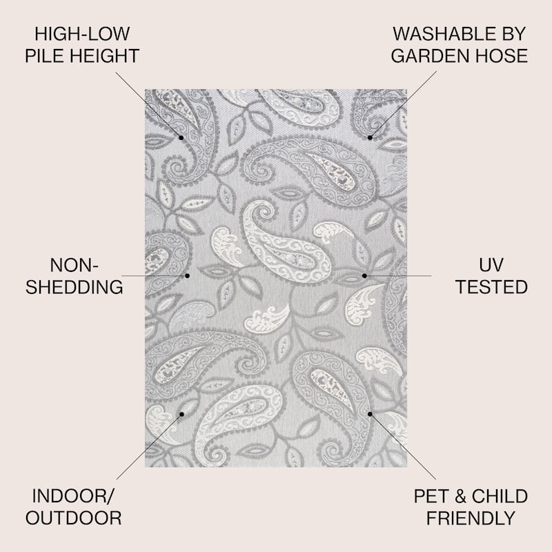 JONATHAN Y Gordes Paisley High-Low Indoor/Outdoor Area Rug