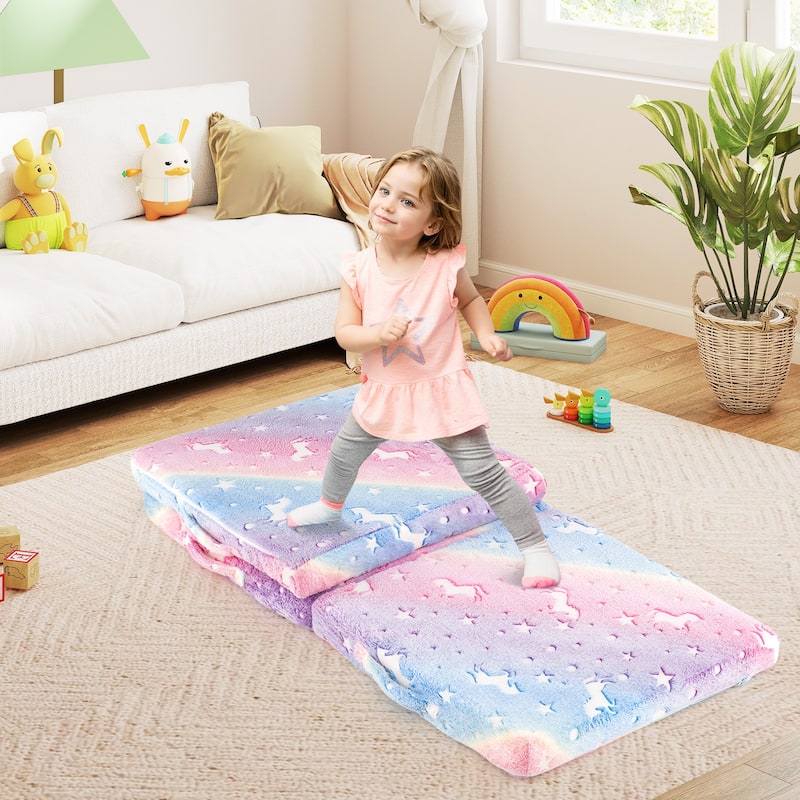 Gymax Foldable Floor Mattress for Kids Glow in the Dark Toddler Nap