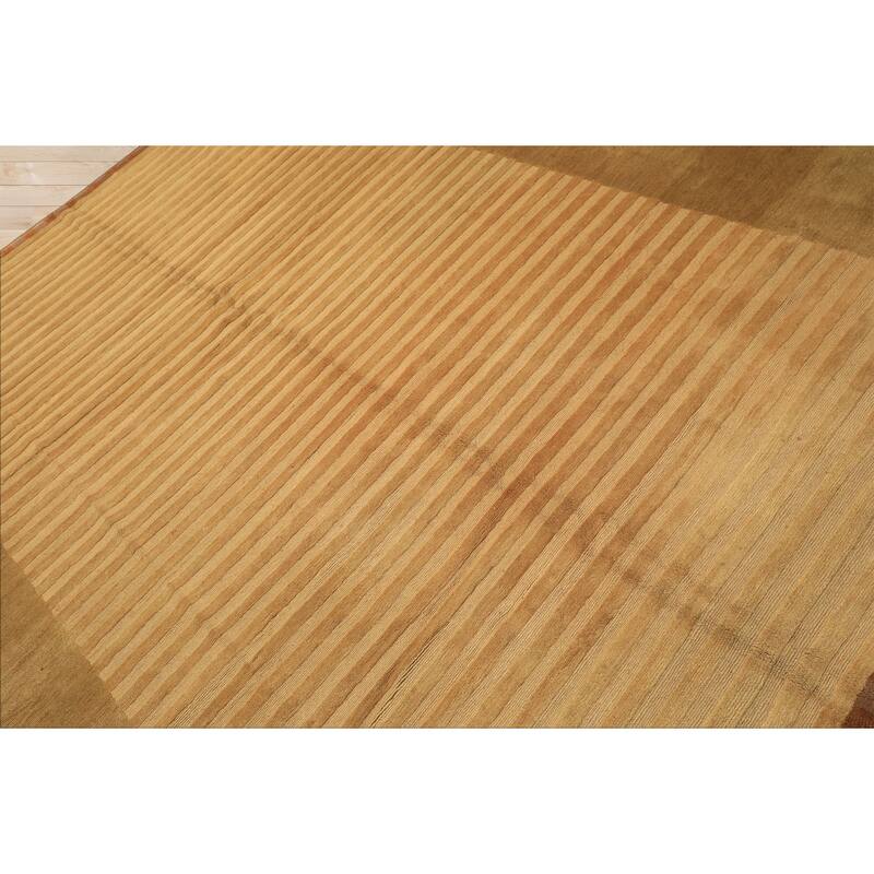 8'3''x9'8'' Tibetano Hand Knotted Wool Khaki Transitional Textured Tibetan Rug - 8' 3'' x 9' 8''