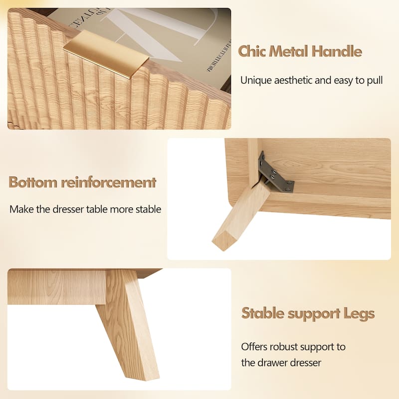 Modern 5 Chest of Drawers, Wood Dresser for Bedroom, Living Room