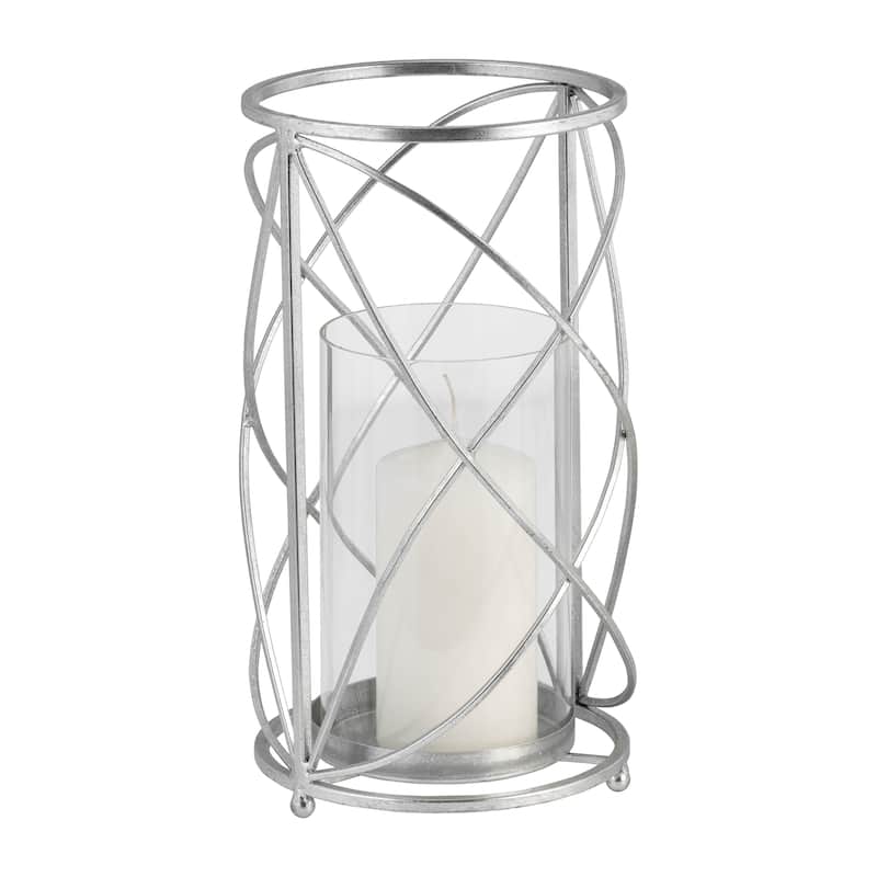 Metal Glass Open Frame Pillar Candle Holder