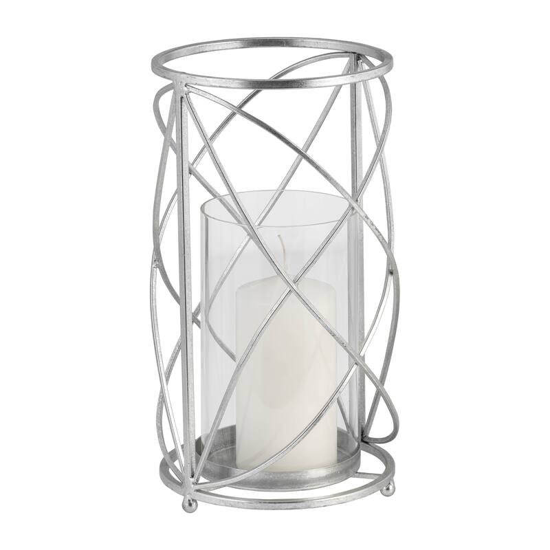 Metal Hurricane Candle Holder - Contemporary Rustic Pillar Candle Holder - Decorative Home Decor