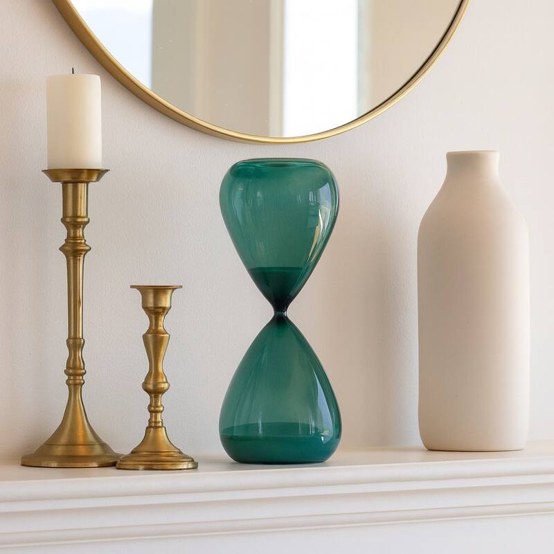 Modern Glass Hourglass Sculpture - Home Decor