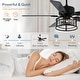 preview thumbnail 3 of 11, Cusp Barn 52 Inch Modern Caged Black Ceiling Fan with Light, Crystal Chandelier Fan, Quiet DC Motor Reversible Ceiling Fan