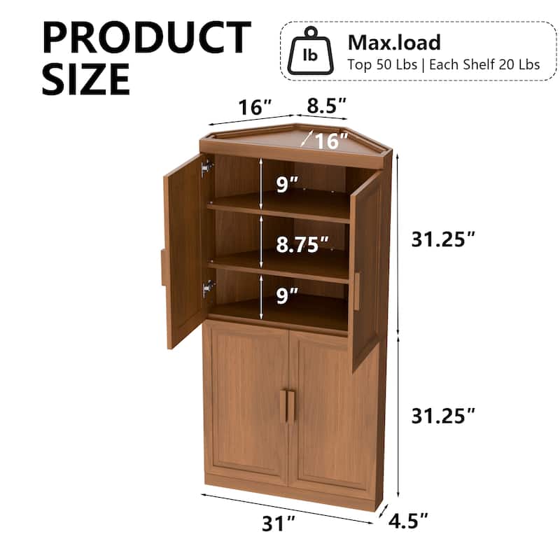62 " Corner Cabinet Free-Standing Storage Organizer