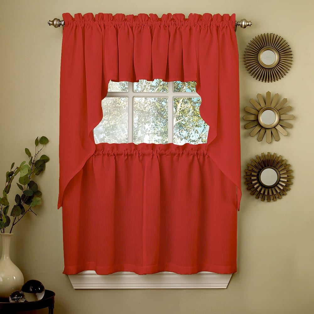 Sweet Home Collection Opaque Ripcord Kitchen Window Curtains - Swag, Tier & Valance
