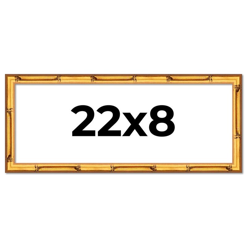 22x8 Frame Gold Bamboo Picture Frame Modern Photo Frame Includes UV Acrylic Shatter Guard Front Acid Free Foam Backing Board