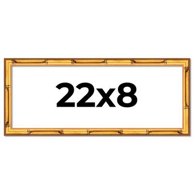 22x8 Frame Gold Bamboo Picture Frame Modern Photo Frame Includes UV Acrylic Shatter Guard Front Acid Free Foam Backing Board