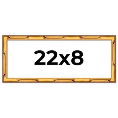 22x8 Frame Gold Bamboo Solid Wood Picture Frame | 1 Inch Moulding
