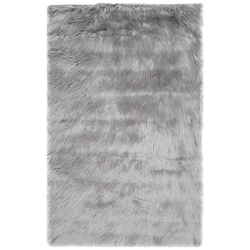 SAFAVIEH Faux Sheep Skin Alexandria 2.4-inch Thick Rug - 2'6" x 4' - Grey - Rectangle
