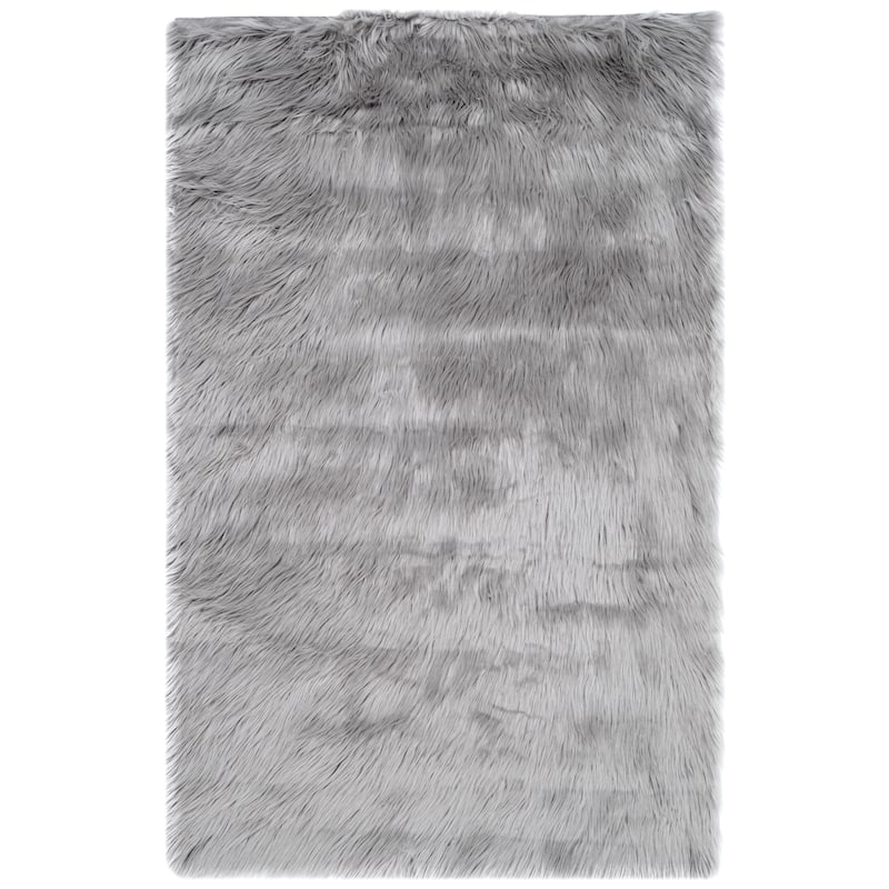 SAFAVIEH Faux Sheep Skin Alexandria 2.4-inch Thick Rug - 2'6" x 4' - Grey