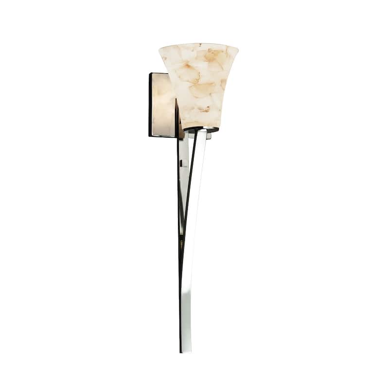 Justice Design Alabaster Rocks Sabre 1-light Polished Chrome Wall Sconce, Round Flared Shade