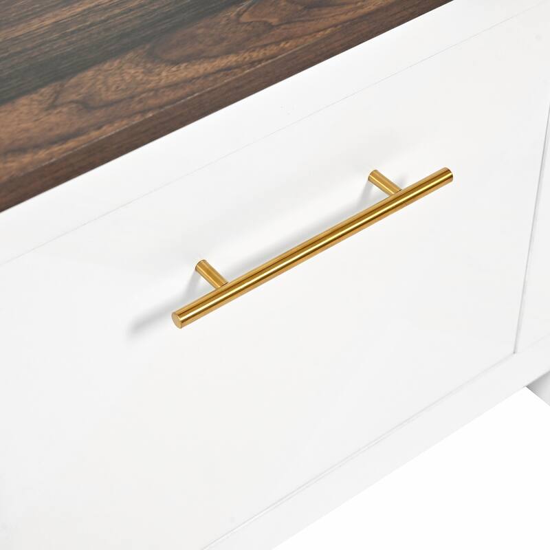Versatile 4-in-1 Hall Tree with 6 Golden Hooks and Wood Grain Bench