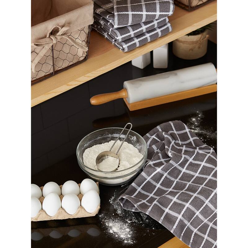DII Solid Honey Gold Windowpane Terry Dishtowel 4 Piece