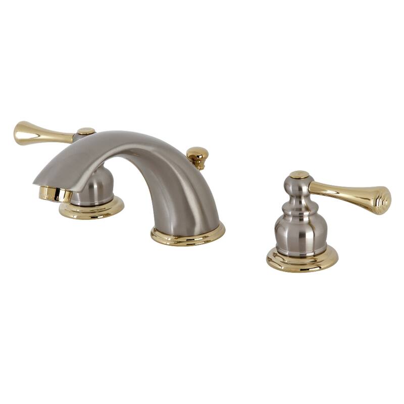 Kingston Brass Vintage Deck Mount Widespread Bathroom Faucet - Brushed Nickel/Polished Brass