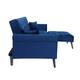 3 Seating Couches Reversible Sectional Sofa Sleeper Blue Velvet Upholstered Chaise with Metal Nailheads Decor & L-shape Sofa