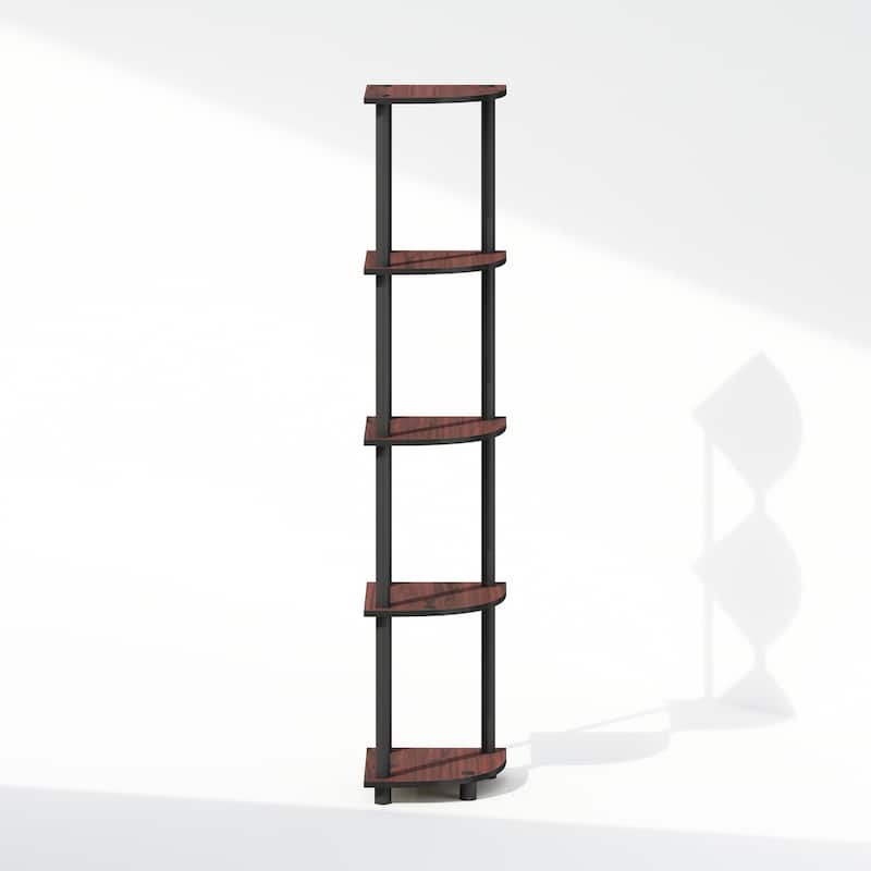5 Tiers Wood Household Shelving Unit in Dark Cherry/Black (11.6 in. W x 57.7 in. H x 11.6 in. D)