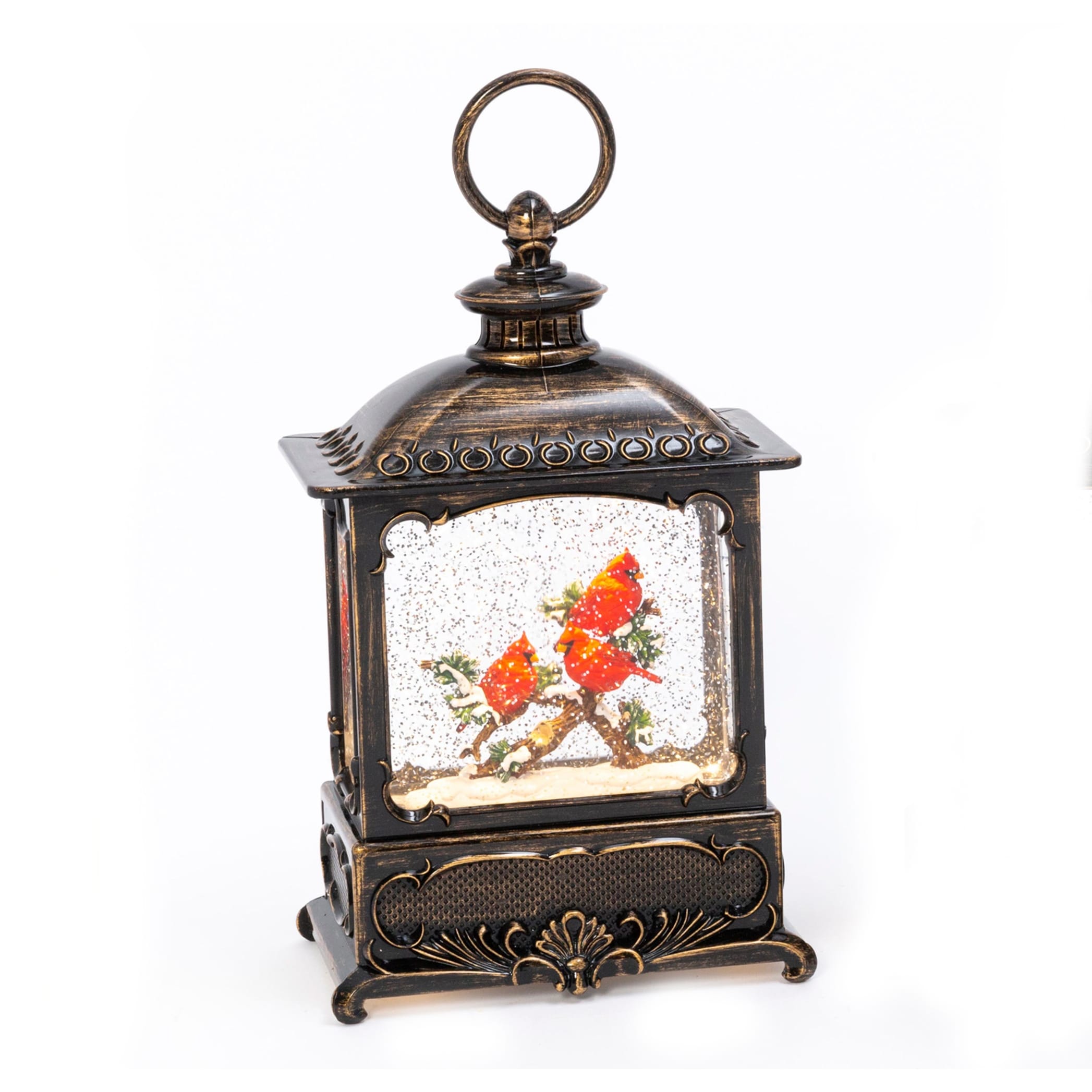 Vintage Christmas Light Water Globe Lantern with Cardinal - N/A