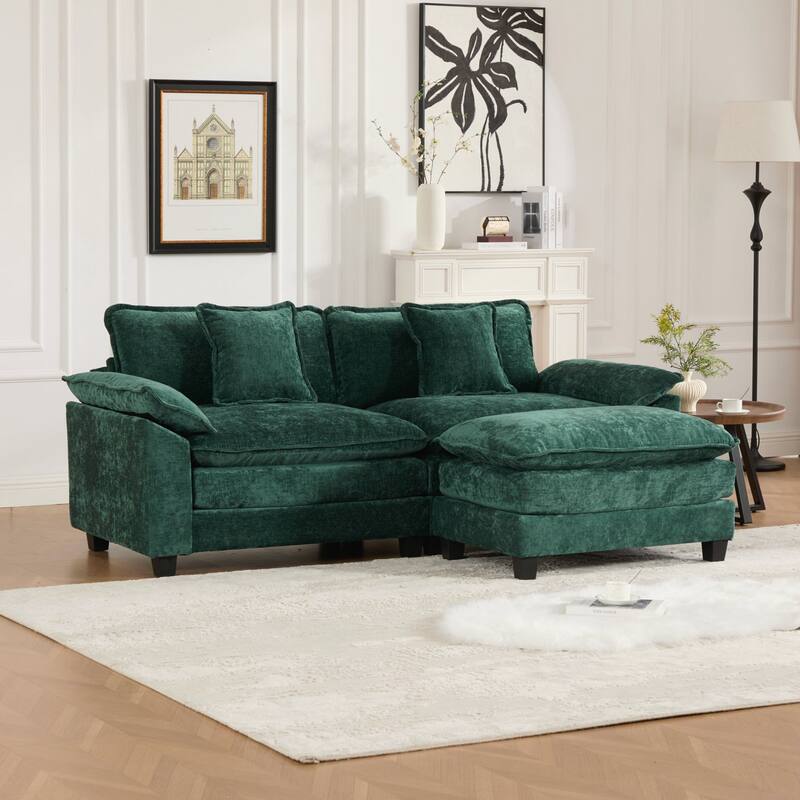 Modern Sectional Couch, for Living Room Bedroom and Apartment, Comfy Double Layer Upholstered Seat Cushion