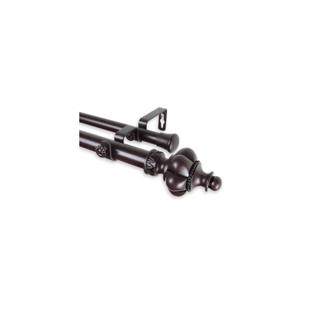 Coastal Curtain Rod 120-170 Inch, Adjustable Double Rod Set, Drapery Hardware, Home Decor - M