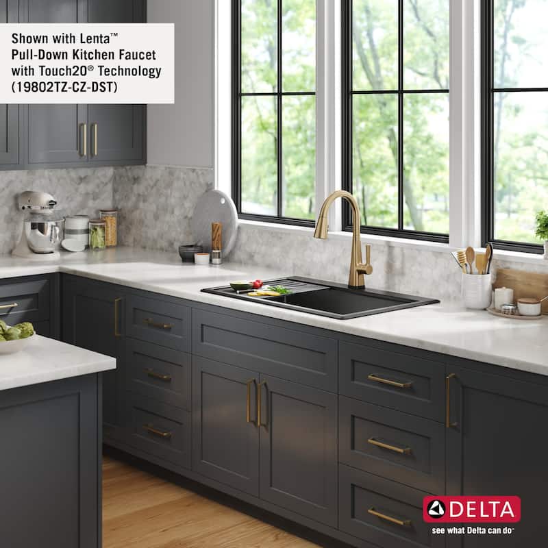 Delta Everest 33� Workstation Kitchen Sink Top Mount Drop-In Granite