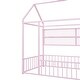 preview thumbnail 26 of 25, Twin Size Metal Bed House Bed Frame with Fence and Shelves, Black