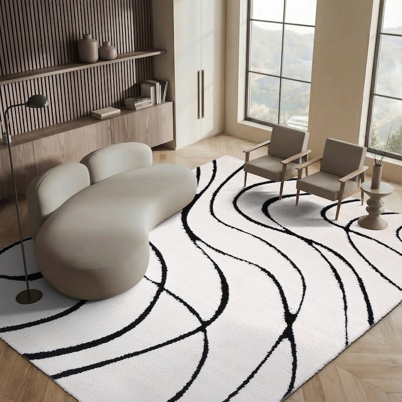 SAFAVIEH Florida Shag Staka Abstract Waves 1.2-inch Area Rug