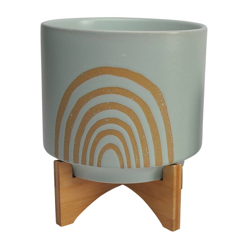 Sagebrook Home Ceramic Rainbow Arch Planter Pot with Stand