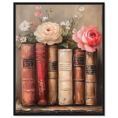 Bookshelf Bouquet III Canvas by Art Remedy
