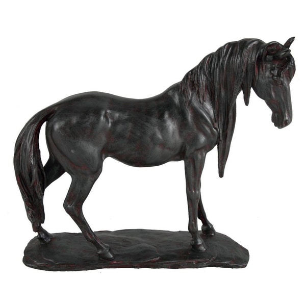 15.25" Black and Red Classic Stallion Horse Statue - N/A