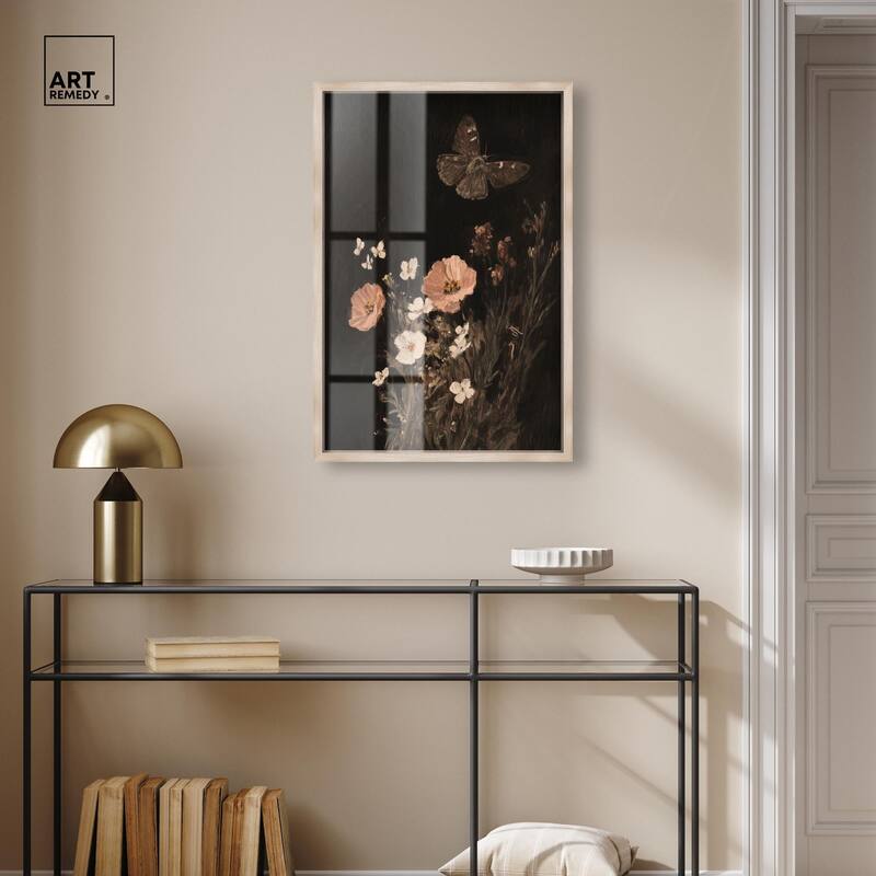 Poppy and Moth I Shadowbox by Art Remedy