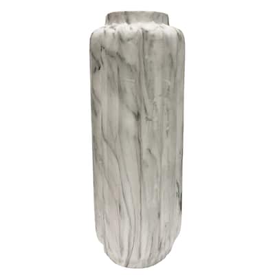 Trevi Floor Vase- Large - White Marble Finish on Resin